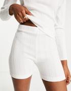 Monki Ella Legging Shorts In Off White - Part Of A 3 Piece Set