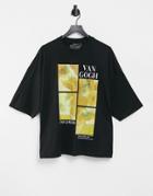 Asos Design Vincent Van Gogh Sunflower Oversized T-shirt In Black