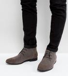 Asos Design Wide Fit Chukka Boots In Gray Faux Suede-grey