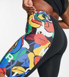 Adidas Originals X Rich Mnisi Spliced Floral Print Legging Shorts In Black