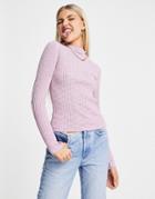 Asos Design High Neck Sweater In Space Dye In Lilac-purple