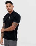 Armani Exchange 1/4 Zip Polo In Black - Black