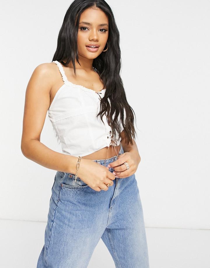 Jaded London Milkmaid Cami Top With Underbust Detail-white