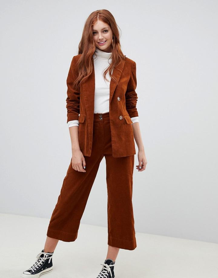 New Look Corduroy Crop Pants Two-piece - Orange
