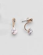 Asos Design Marble Swing Earrings In Pink - Gold