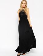 Asos Halterneck Crochet Maxi Dress - Black