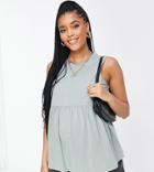 Asos Design Maternity Sleeveless Smock Top In Green