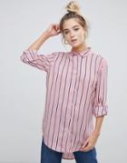 Willow & Paige Boyfriend Shirt In Stripe - Red