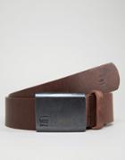 G-star Plaque Belt In Leather - Brown