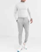 Asos Design Organic Skinny Sweatpants In Gray Marl-grey