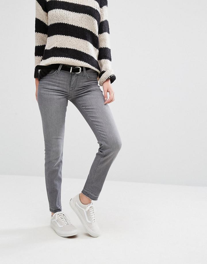 Lee Scarlett Cropped Skinny Jeans With Released Hem - Gray