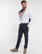 Gianni Feraud Seersucker Windowpane Slim Fit Suit Pants-navy