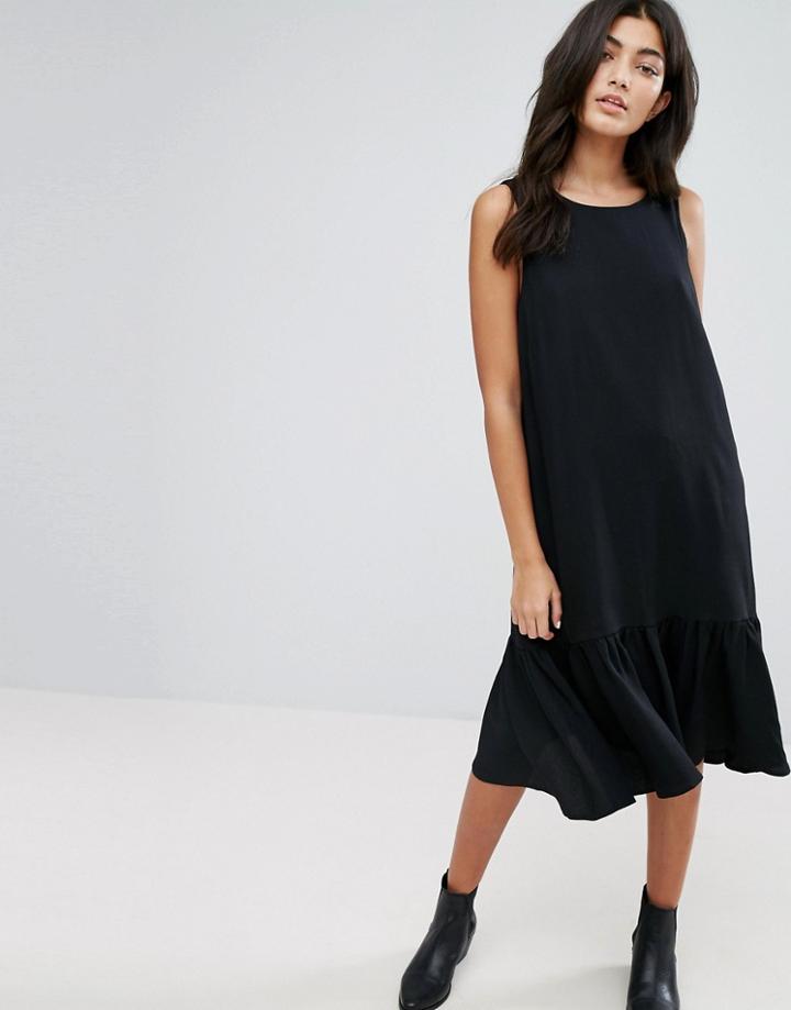Ymc Drop Waist Ruffle Hem Dress - Black