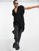 Asos Design Extreme Longline Button Front Kimono-black