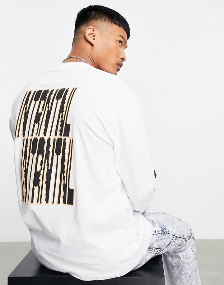 Topman Long Sleeve Oversized T-shirt With International Text Print In White