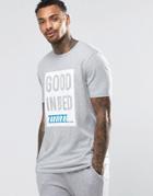 Asos Loungewear T-shirt With Good In Bed Print - Gray
