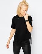 Asos T-shirt With Sheer Panel - Black