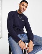 Lacoste Cable Knit Sweater In Navy