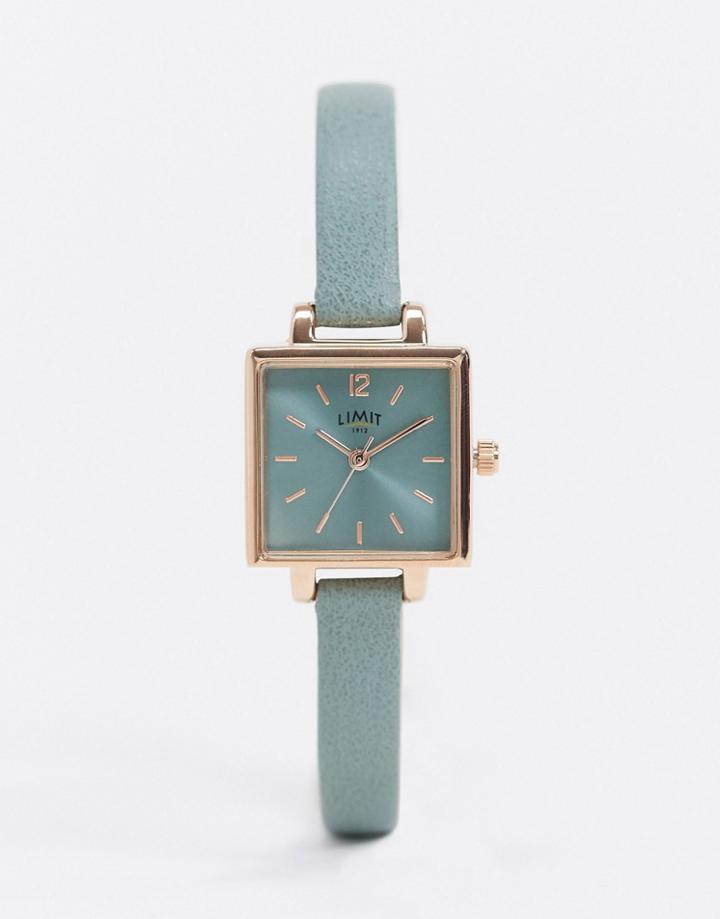Limit Square Dial Faux Leather Watch In Green