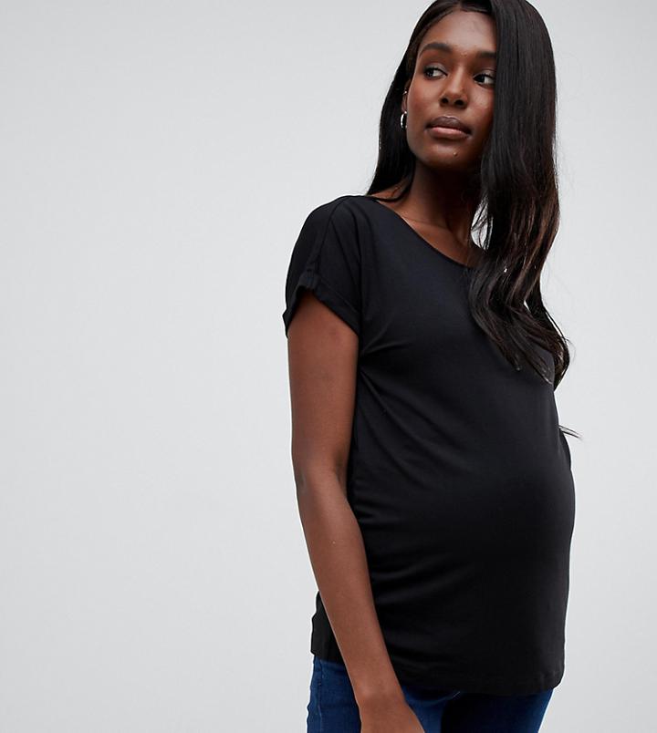 Asos Design Maternity Nursing T-shirt With Double Layer-black