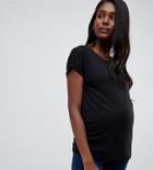 Asos Design Maternity Nursing T-shirt With Double Layer-black