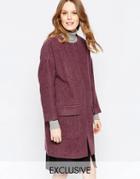 Helene Berman Zip Front Coat In Berry Marl - Berry Marl