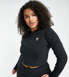 Adidas Originals Plus Long Sleeve Ribbed Crop Top In Black