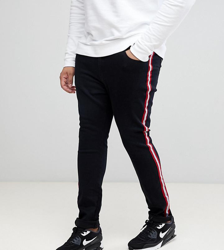 Liquor N Poker Plus Skinny Jeans With Side Stripe - Black