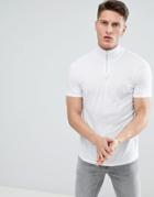 Asos Design Knitted Half Zip Muscle Fit T-shirt In White - White