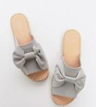 Park Lane Wide Fit Suede Bow Espadrille Sliders - Gray
