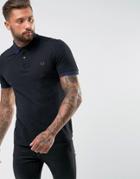 Fred Perry Pique Polo Shirt With Checkerboard Collar In Black - Black