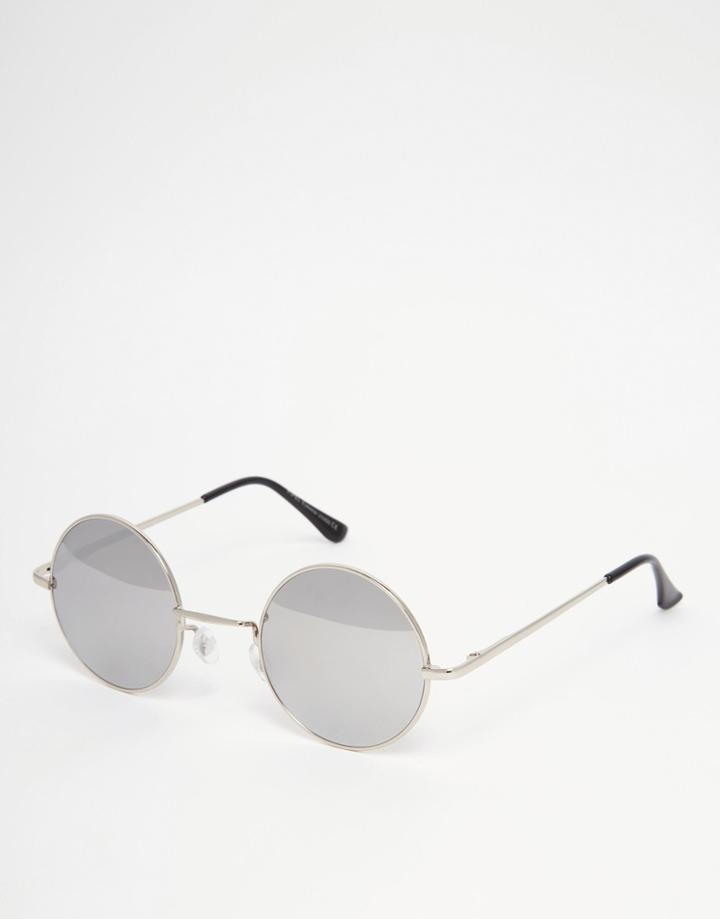 7x Round Sunglasses Silver Revo Lenses - Silver