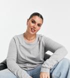 Asos Design Curve Ultimate Slim Fit T-shirt With Long Sleeve In Gray Heather