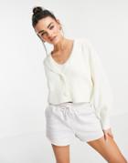 M Lounge Relaxed Cardigan With Collar Detail-white