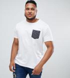 Brave Soul Plus Stripe Pocket T-shirt - White