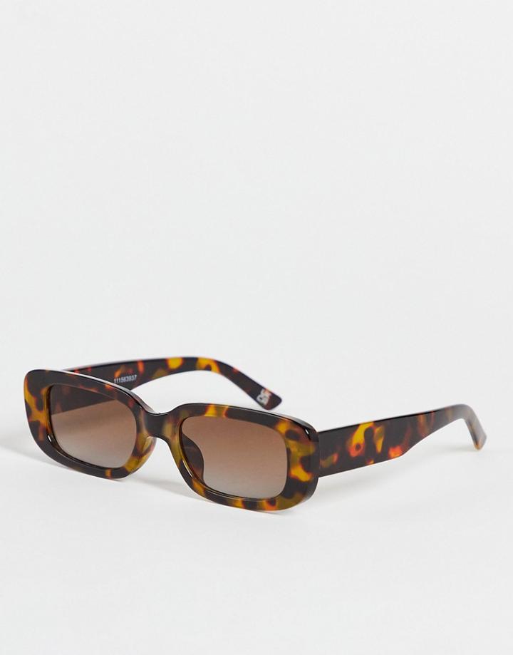 Asos Design Mid Square Sunglasses In Tort-brown