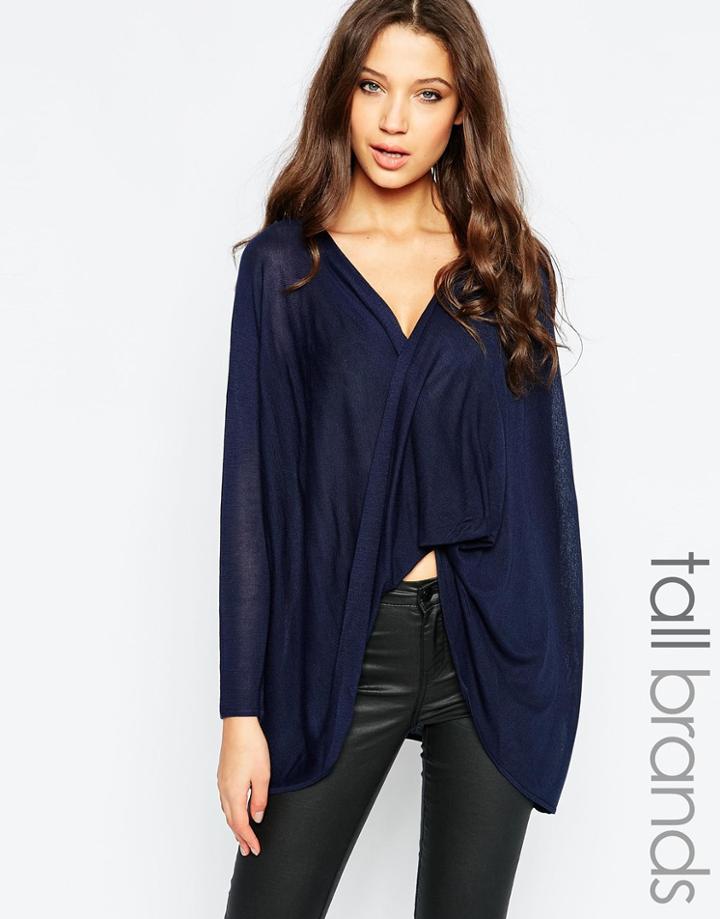 Vero Moda Tall Drape Front Top - Black Iris