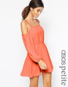 Asos Petite Dress With Cold Shoulder And Split Sleeve - Black $68.00