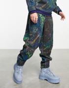 Asos Design Set Oversized Sweatpants In Borg Marble Print-multi