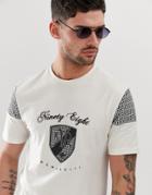 River Island T-shirt With Ninety Eight Monogram In White - White