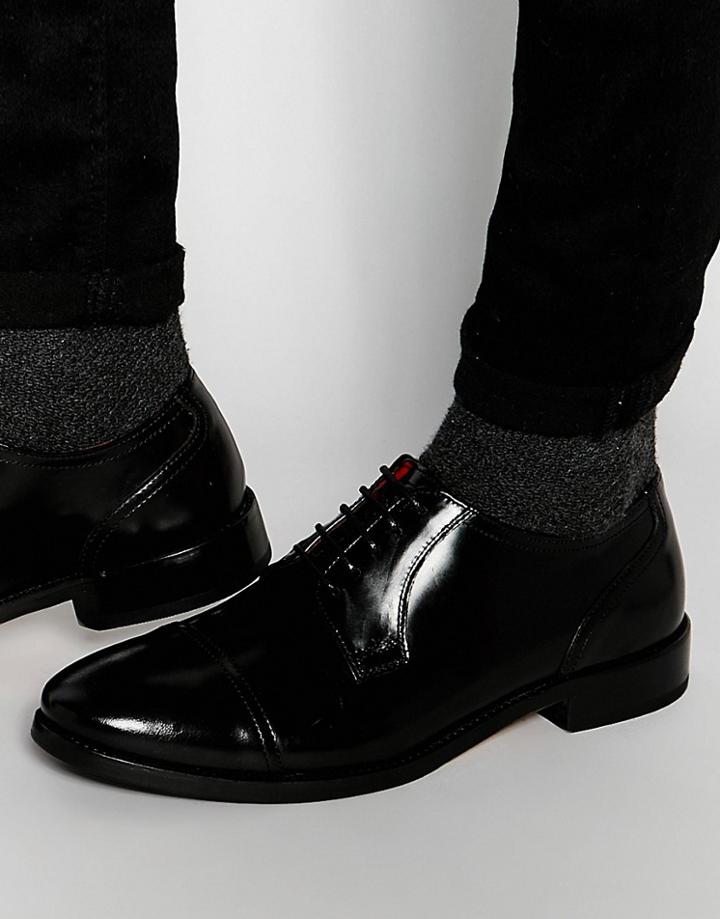 Base London Oscar Hi Shine Leather Derby Shoes - Black