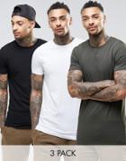 Asos 3 Pack Longline Muscle T-shirt Save 17%