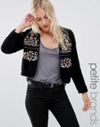 Vero Moda Petite Velvet Embroidered Jacket - Black