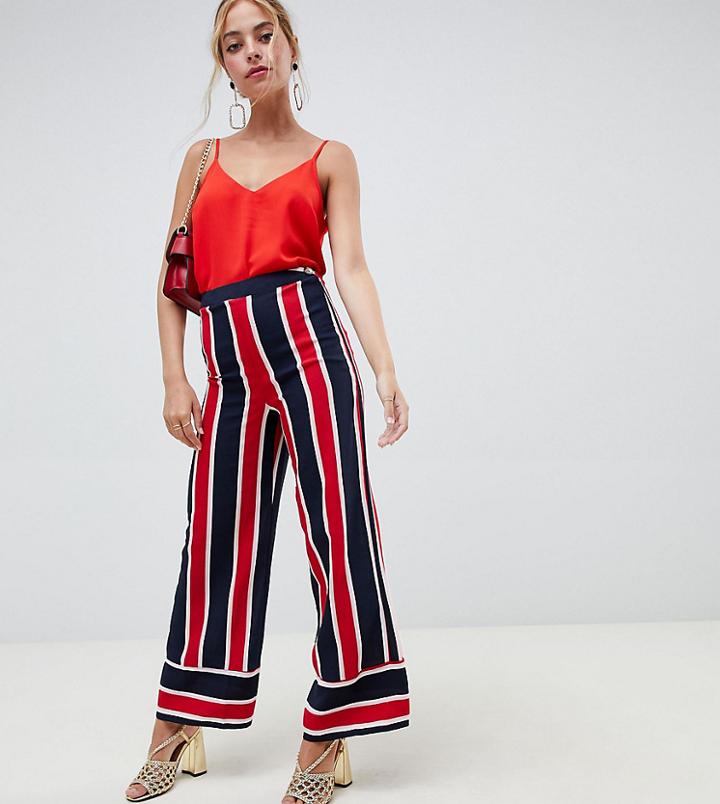 Miss Selfridge Petite Wide Leg Pants In Stripe - Red