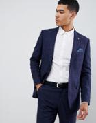 Burton Menswear Slim Fit Suit Jacket In Blue Check - Navy