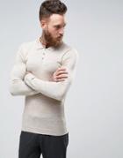 Asos Muscle Fit Knitted Polo In Merino Wool - Beige