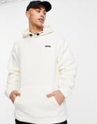 New Look Fleece Hoodie With Embroidery In Off White