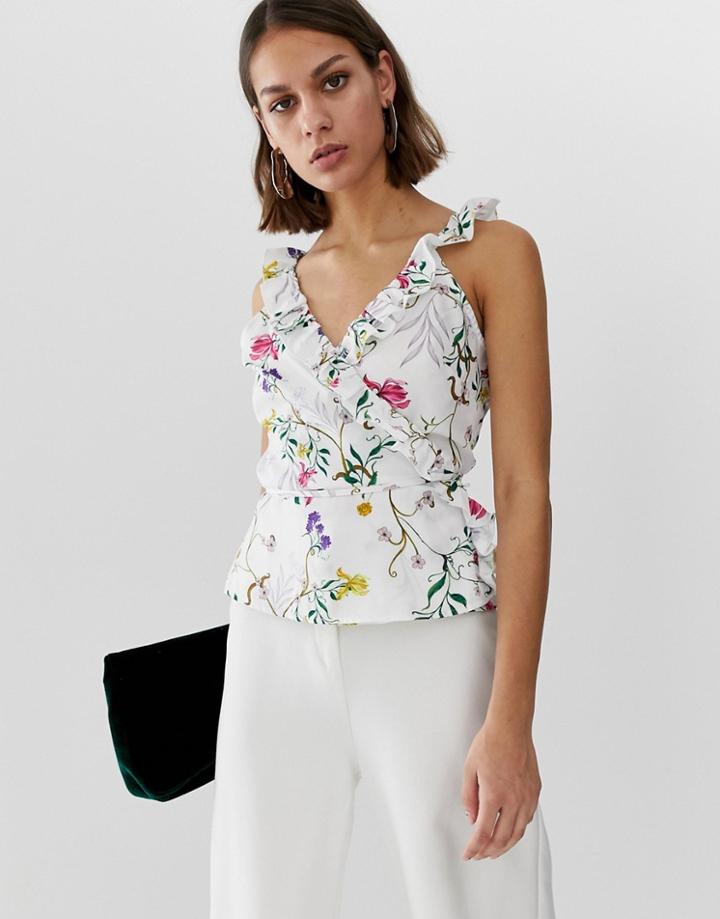 Unique21 Floral Sleeveless Wrap Top - Multi
