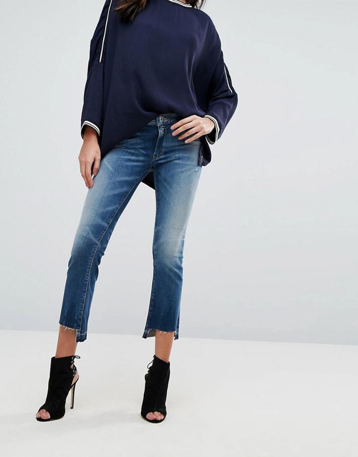 Replay Crop Jean With Step Hem - Blue