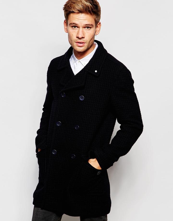 Peter Werth Long Reefer Jacket - Navy